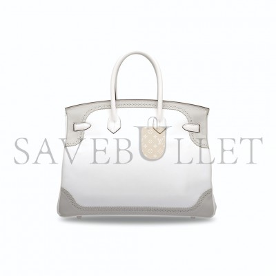 HERMÈS BIRKIN 30 SWIFT WHITE AND GREY WITH SILVER BUCKLE 321877 (30*22*15cm)